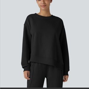 Halara Round Neck Dropped Shoulder Sweatshirt Long Sleeve Oversize Fleece XL